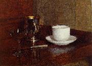 Henri Fantin-Latour Glass, Silver Goblet and Cup of Champagne oil painting artist